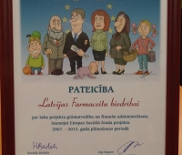 LFB noslēdz Eiropas Sociālā fonda projektu ar Pateicības rakstu.